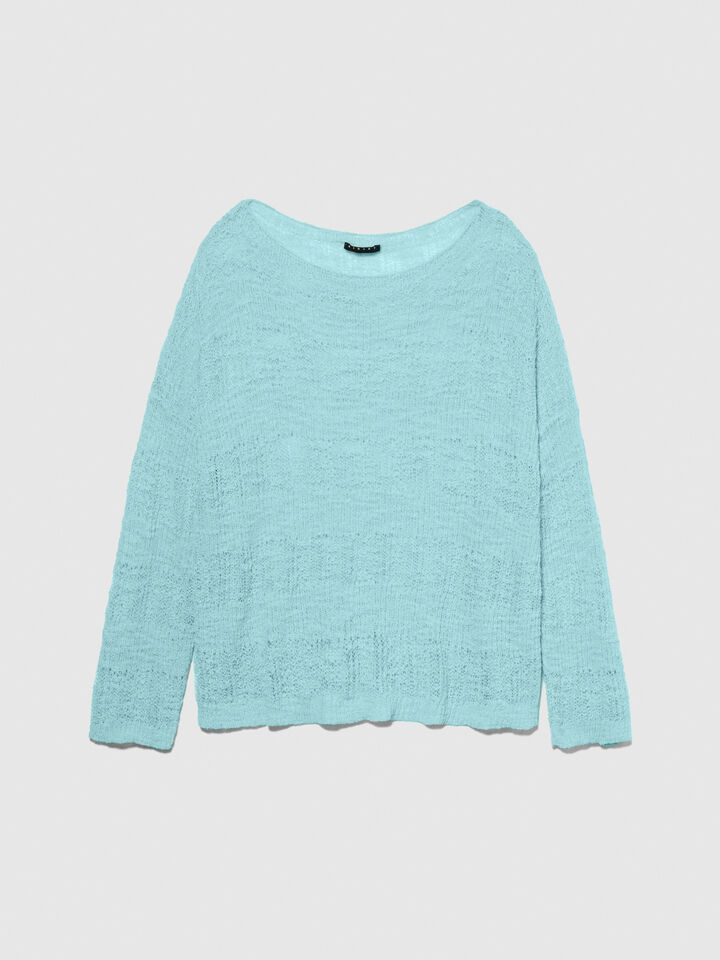 Boat neck sweater - women's boat neck sweaters - Turquoise | Sisley image number 6